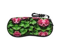 Floral Rose Ivy with Leaves Spring Printed Glasses Case - Soft Zipper Eyeglass Protective Holder Box, Multi-Use Wallet and Jewelry Bag