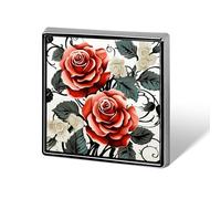 Floral Rose Ivy with Leaves Spring Square Lapel Pin for Men Women Personalized Lapel Badge Metal Brooch Printed Aluminum Alloy Memorial Pins for Backpack Clothing Decoration Business