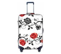 Floral Rose Leaf Spring Suitcase Cover Elastic Washable Luggage Cover Scratch Protector Multiple Sizes, White, Medium