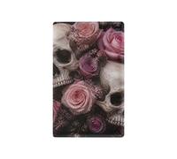 Floral Rose Skull Black Flame Retardant PC Blank Cover Wall Plate for Outlets, Light Switch Cover Plate Decorative 4.50 x 2.76 Inch, Unused Outlet Cover