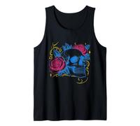 Floral Rose Skull Tattoo Flash Gothic Graphic Tank Top