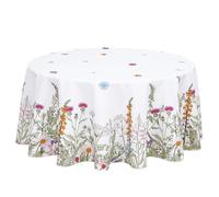 Floral Round Tablecloth Spring Summer Tablecloth Wild Flowers Table Cloth Waterproof Wipeable Table Cover for Living Room Kitchen Party Gathering Picnic Diameter 160cm