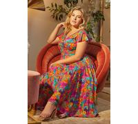 Izabel London Floral Ruched Front Maxi Dress - Pink - 12