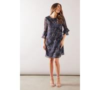 Floral Ruffle Sleeve Shift Dress Wallis Black 14