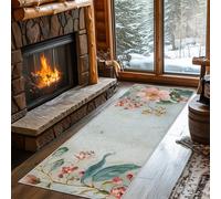 Floral Rug Runners for Hallways Non Slip Washable, Victorian Flower Vintage Retro Runner Rug for Hall Kitchen Bedroom Rubber Backed, Back Door Mats Indoor 60x170 cm