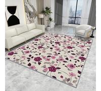 Floral Rugs for Living Room - Floral Rug - Vintage Purple Flower Rugs, Botanical Wildflower Carpet, Washable Rug Non Slip Low Pile Soft Large Area Rugs, Floral Home Decor Gifts, 80 X 150 cm
