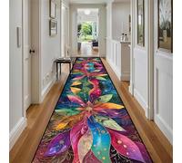 Floral Runners for Hallway,65x300cm, 3D Colorful Flower Leaves Bohemian Aesthetic Art Decoration Entrance Carpet, Soft Non-Slip Easy to Clean Kitchen Mat for Living Room Laundry Room Bedroom Office