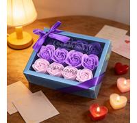 Floral Scented Bath Soap Rose Flower Petals,12 Pcs Total Plant Essential Oil Rose Soap Petals in Gift Box for Her Women Mother’S Day Anniversary/Wedding,Soaps Flower Gift for Mother'S Day (B)
