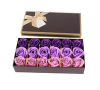 Floral Scented Bath Soap Rose Flower Petals,18 PCS Romantic Purple Gradient Hand Made Rose Soap Plant Essential Oil Rose Soap Set with Gift Box for Her Women Girls Mom Valentine's