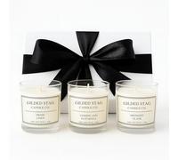 Floral Scented Candle Gift Set by Gilded Stag Candle Co. - 3 × 65g (9cl) Fresh Linen, Midnight Glade, Jasmine & Patchouli - Luxury Gift Box, Vegan Soy Wax, Up to 15h Burn Per Candle