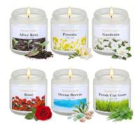 Floral Scented Candles, 6 Pack Soy Wax Candles for Home Scented, 21 oz Aromatherapy Candle Gift Set for Women & Men, Freesia/Rose/After Rain/Gardenia/Fresh Cut Grass/Ocean Breeze