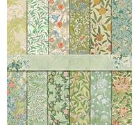 Floral Scrapbook Paper Pad 11.8"×11.8”,Vintage Flower Patterned Cardstock Paper,Double-Sided DIY Decorative Background Craft Papers,Scrapbooking Junk Journal Gift Card Making Supplies-24 Sheets (B)