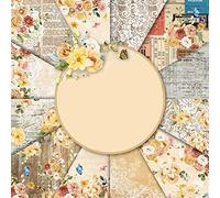 Floral Scrapbooking Paper Pads 24 Sheets Vintage Scrapbook Paper Flowers Patterned Paper Single-Sided Decorative Cardstock Paper Pack Journaling Background Paper for Photo Album Scrapbook, 15.2x15.2cm