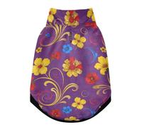 Floral Scroll Pattern Warm Dog Coat, Adjustable Durable Doggie Winter Jacket Reversible Cozy Puppy Cold Weather Apparel from Small to Large Breed