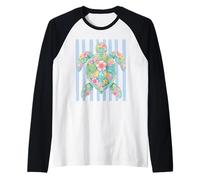 Floral Sea Turtle Coastal Beach Ocean Marine Life Summer Art Raglan Baseball Tee