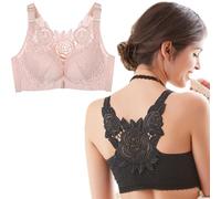 Floral Secrets Bra,Sports Bras Women,Floral Secrets Comfort Rose Bra,Women's Front Closure Bras Seamless Lace Back Push Up Bralette Comfy Plus Size No Wire Bralettes Breathable Underwear,Beige 100C