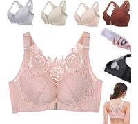 Floral Secrets Comfort Rose Bra, Floral Secrets Bra Push Up FitMe Rose Embroidery Front Closure Wirefree Bra (Pink,34A/B 34A/B)