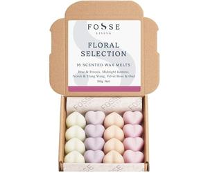 Floral Selection Soy Wax Melts 16 Pack | Pear & Freesia, Midnight Jasmine, Neroli & Ylang Ylang, Velvet Rose & Oud | Natural, Vegan & Plastic Free | Up to 96 Hrs Scent | Handmade in UK - Fosse Living