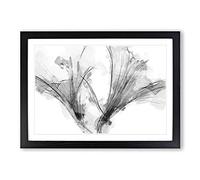 Floral Shadows in Abstract Framed Print | A2 Black Framed Wall Art | Ready to Hang | Abstract Floral Picture | Living Room Bedroom Lounge Office