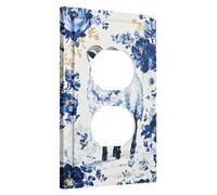 Floral Sheep Light Switch Cover Plates/Outlet Covers, Blue Country Flowers for Home Decor, Thermoplastic Wall Plates, Standard Size Single Duplex Outlet
