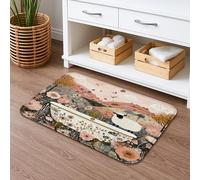 Floral Sheep Quick Dry Bath Mat, Pastoral Peach and Green Absorbent Non Slip Shower Mat, Spring Washable Bath Rugs for Bathroom Toilet Restroom Decorative 16x24 Inch
