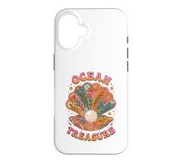 Floral Shell Pearl Ocean Treasure Groovy Beach Vacation Vibe Case for iPhone 16