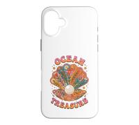 Floral Shell Pearl Ocean Treasure Groovy Beach Vacation Vibe Case for iPhone 16 Plus