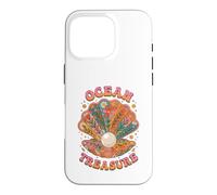 Floral Shell Pearl Ocean Treasure Groovy Beach Vacation Vibe Case for iPhone 16 Pro