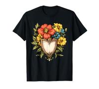 Floral Shield with Bold Poppy and Yellow Blooms T-Shirt