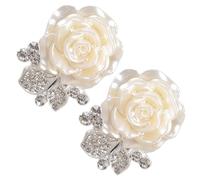 Floral Shirt Button Covers Rose Gold Cufflinks with Rhinestones Wedding Tailcoat Blouse Accessories Set of 2 Button Covers with Camellia Flower