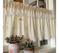 Floral Short ains for KitchenYellow Chrysanthemum Lace No Rod Needed 110x140cm Ele Home Decor Ideal for Window Treatment