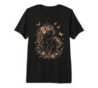 Floral Silhouette Art Print Female Profile Botanical Premium T-Shirt