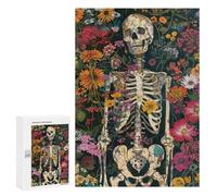 Floral Skeleton Art Print Puzzle 1000 Teile Schwer Puzzle Spielzeug Lernspiel Impossible Herausforderungsspielzeug Für Erwachsene Kinder 300 PCS