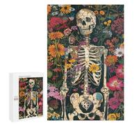 Floral Skeleton Art Print Puzzle 1000 Teile Schwer Puzzle Spielzeug Lernspiel Impossible Herausforderungsspielzeug Für Erwachsene Kinder 1000 PCS