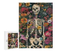Floral Skeleton Art Print Puzzle 1000 Teile Schwer Puzzle Spielzeug Lernspiel Impossible Herausforderungsspielzeug Für Erwachsene Kinder 500 PCS