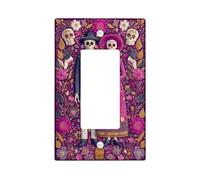 Floral Skeleton Light Switch Cover Plates/Outlet Covers, Violet Day of the Dead Design for Home Decor, Thermoplastic Wall Plates, Standard Size Single Rocker