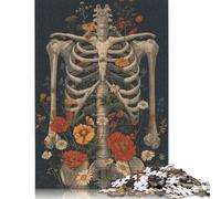 Floral Skeleton Rebirth Jigsaw Puzzles Puzzle for Adults Kids. 1000 Pieces Whimsical Challenge Toy Educational Games Home Decoration for Adults& Kids Age 14 Years Up 1000pcs (75x50cm)
