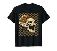 Floral Skeleton Shirt, Screaming Skull T-Shirt Halloween Tee T-Shirt