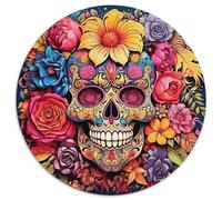 Floral Skull 1000 Piece Jigsaw Puzzle for Adults Day of The Dead Colourful Jigsaws Challenge Games Great Gift 1000pcs (67.5x67.5cm)