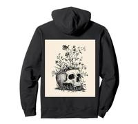 Floral Skull Anatomy Botanical Wildflower Sketch Pullover Hoodie