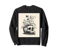 Floral Skull Anatomy Botanical Wildflower Sketch Sweatshirt