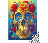 Floral Skull Art Jigsaw Puzzle Bundle for Adults And Kids Age 12+ 1000 Pieces Sturdy Cardboard Puzzle 38x26cm/1000pcs