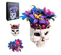Floral Skull Building Set, Gothic Artificial Flower Bouquet with Skeleton Planter Toys, Dark Aesthetic Home Decor, Unique Adults Building Model Kit, Halloween Decor & Gifts for Gothic Lovers