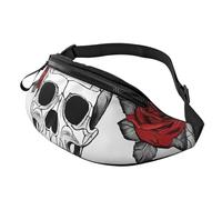(Floral Skull) Fanny Pack Waist Bag Adjustable Shoulder Strap Bum Bag for Men Women Travel Hiking Running
