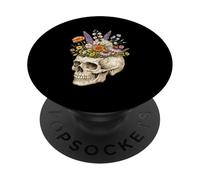 Floral Skull Gothic Dark Aesthetic Skeleton Wildflowers Art PopSockets Adhesive PopGrip