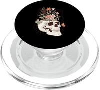 Floral Skull Gothic Dark Aesthetic Skeleton Wildflowers Art PopSockets PopGrip for MagSafe