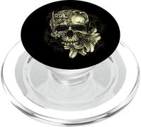 Floral Skull Graphic Tees - Halloween Floral Skull Design PopSockets PopGrip for MagSafe