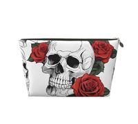 Floral Skull Leather Travel Wash Bag, A Fashionable and Practical Makeup Organizer