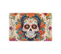 Floral Skull Plate Placemats, Set of 6 Pieces High Temperature Resistant Non-Slip Table Mats