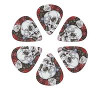 Floral Skull Printed Guitar Picks -6 Pcs Guitar Picks Plectrum,Guitar Accessories,Electric Guitar Pick, Bass & Ukulele 0.46mm